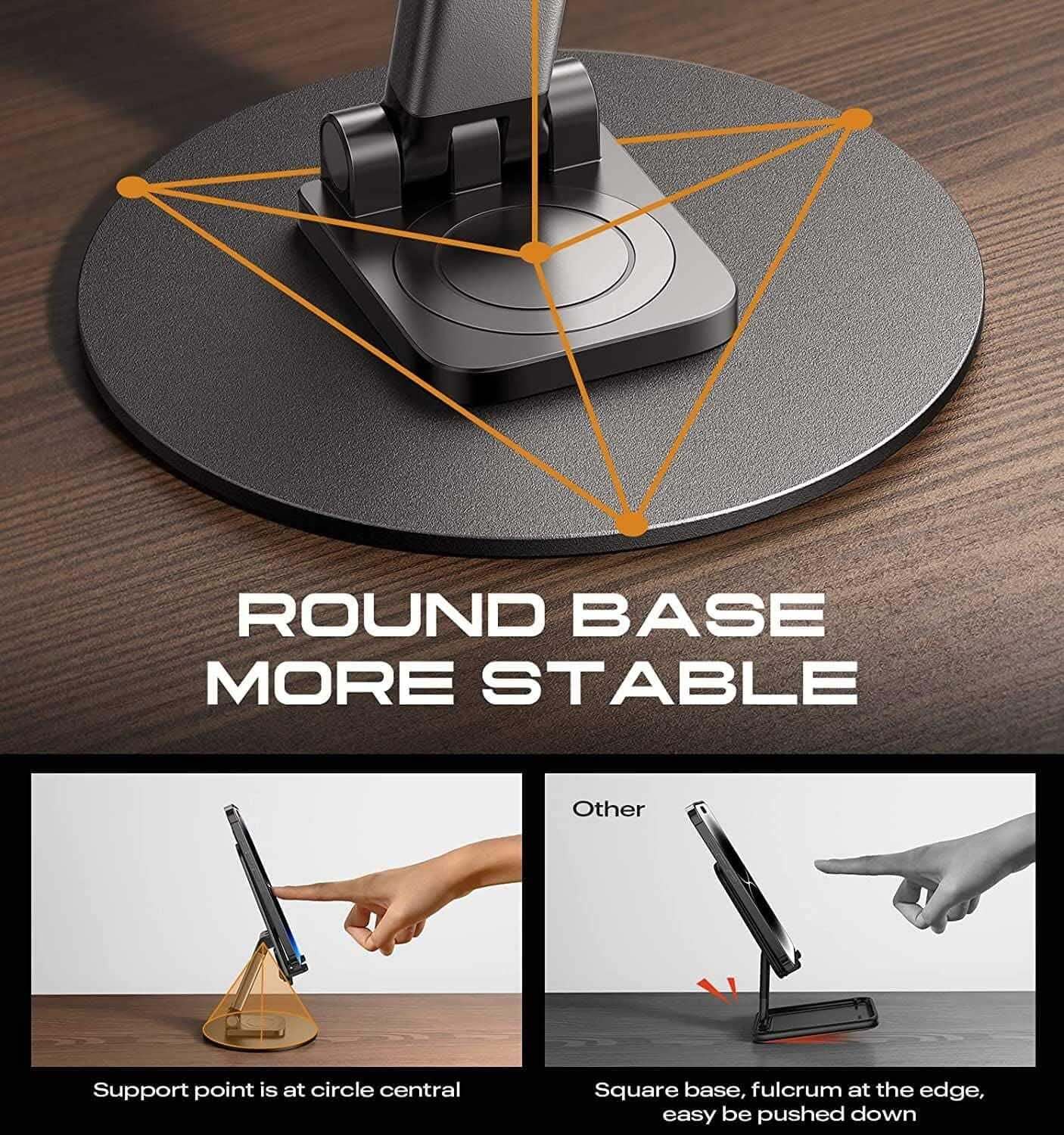 Radiant 360° Rotable Universal Mobile Holder Stand with Metal Body Phone Mount | Tabletop Holder for Phones and Tablets