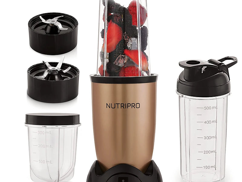 NutriPro Juicer Mixer Grinder - Smoothie Maker - 500 Watts (2 Jars & 1 Blade, Silver) - 2 Year Warranty