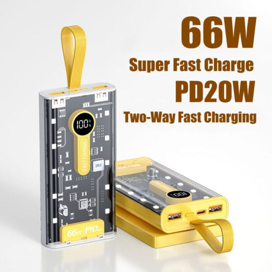 CrystalCharge™ 10000mAh Transparent Power Bank – Ultra Fast Charging ⚡
